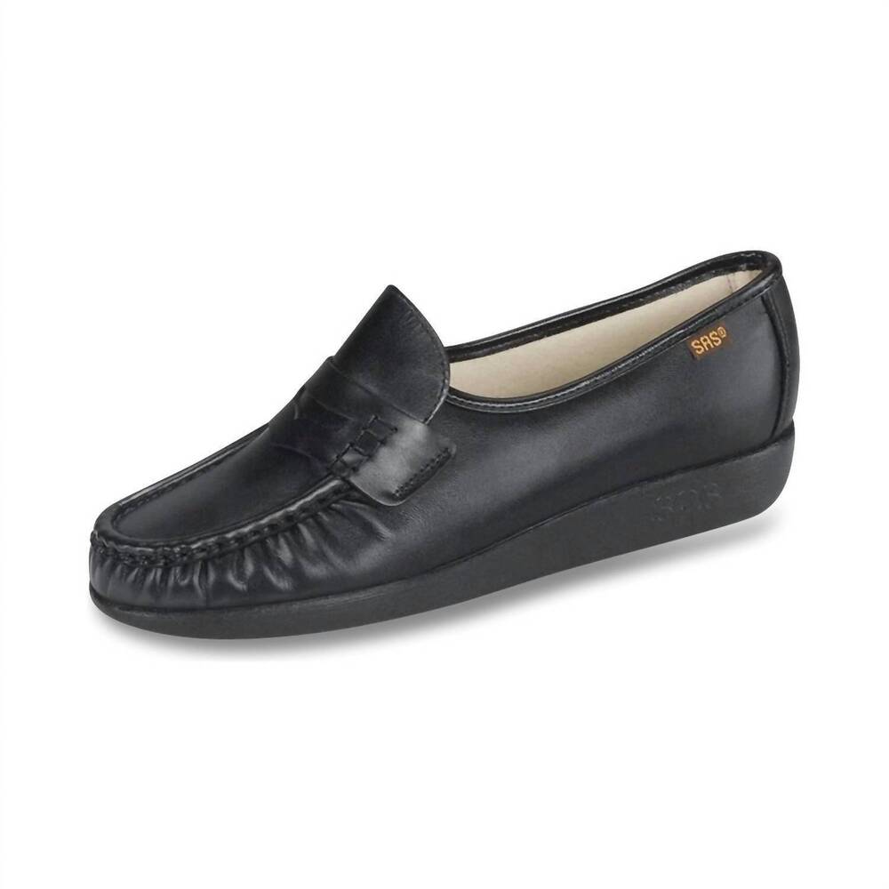 NEW SAS women's classic penny loafer wedged shoes in black